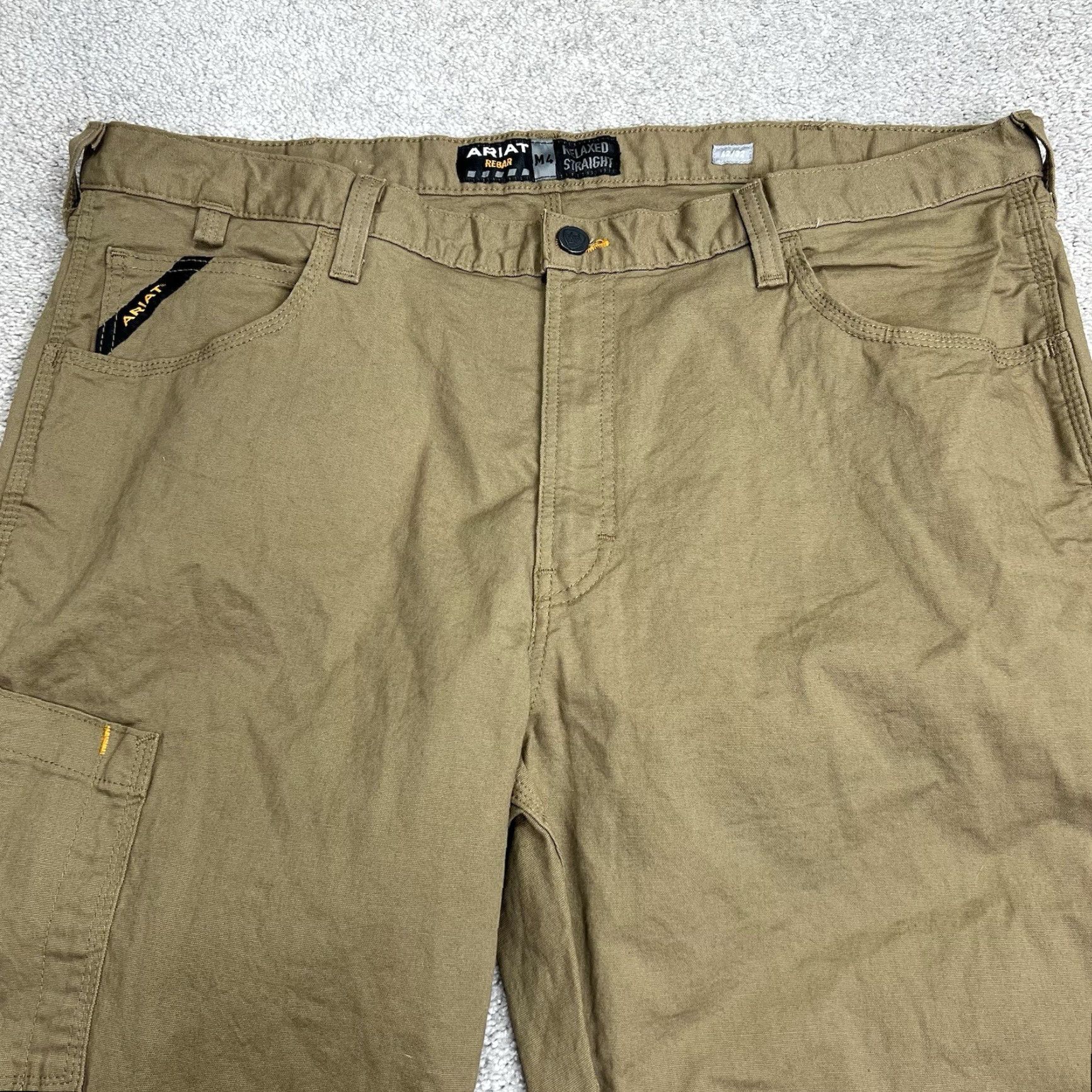 Ariat Ariat Pants Mens 42x32 Rebar M4 Durastr Relaxed Straight Field Khaki Canvas Work Stretch Size US 42 / EU 58 - 2 Thumbnail