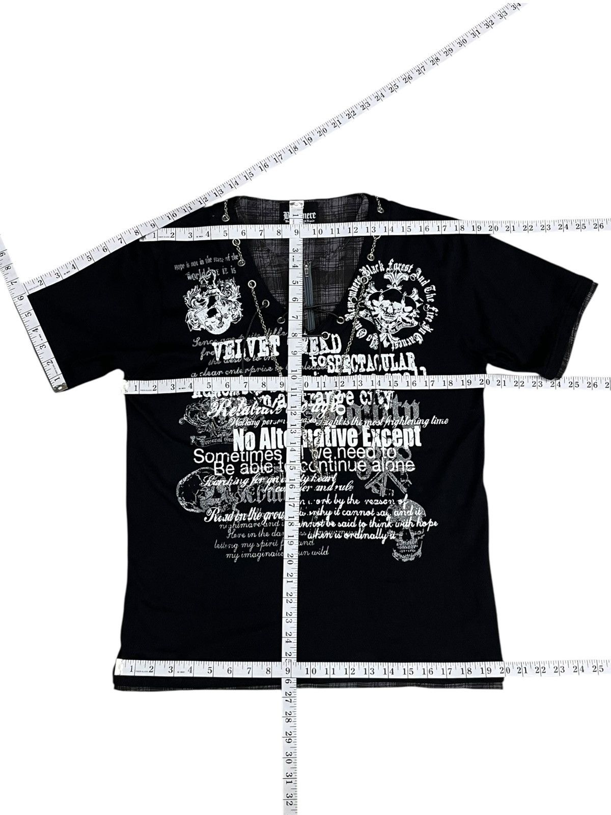 Seditionaries 💀Beaumere Punk Skull Graphic Poem Lace-Up Necklace T-Shirt Size US M / EU 48-50 / 2 - 15 Thumbnail