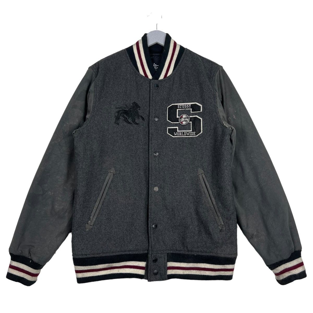 Stussy 🔥 STUSSY WORLDWIDE VARSITY BOMBER JACKET Size US M / EU 48-50 / 2 - 6 Thumbnail