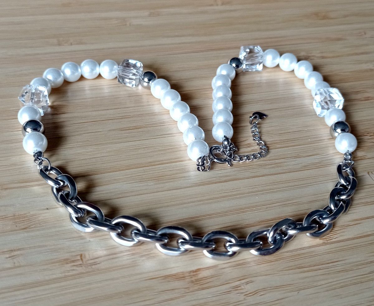 Vintage Vintage Avant Garde Luxury Ice Square Crystal Pearl Necklace Size ONE SIZE - 4 Thumbnail