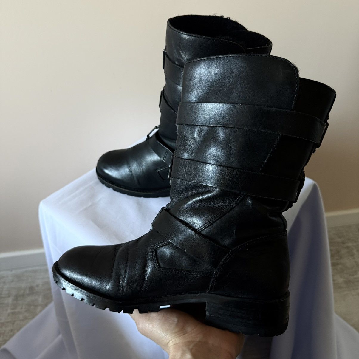 Dirk Bikkembergs 00s Avantgarde Strap Belt Boxing Biker Boots Guidi MoMa Vibe Size US 7 / IT 37 - 6 Thumbnail