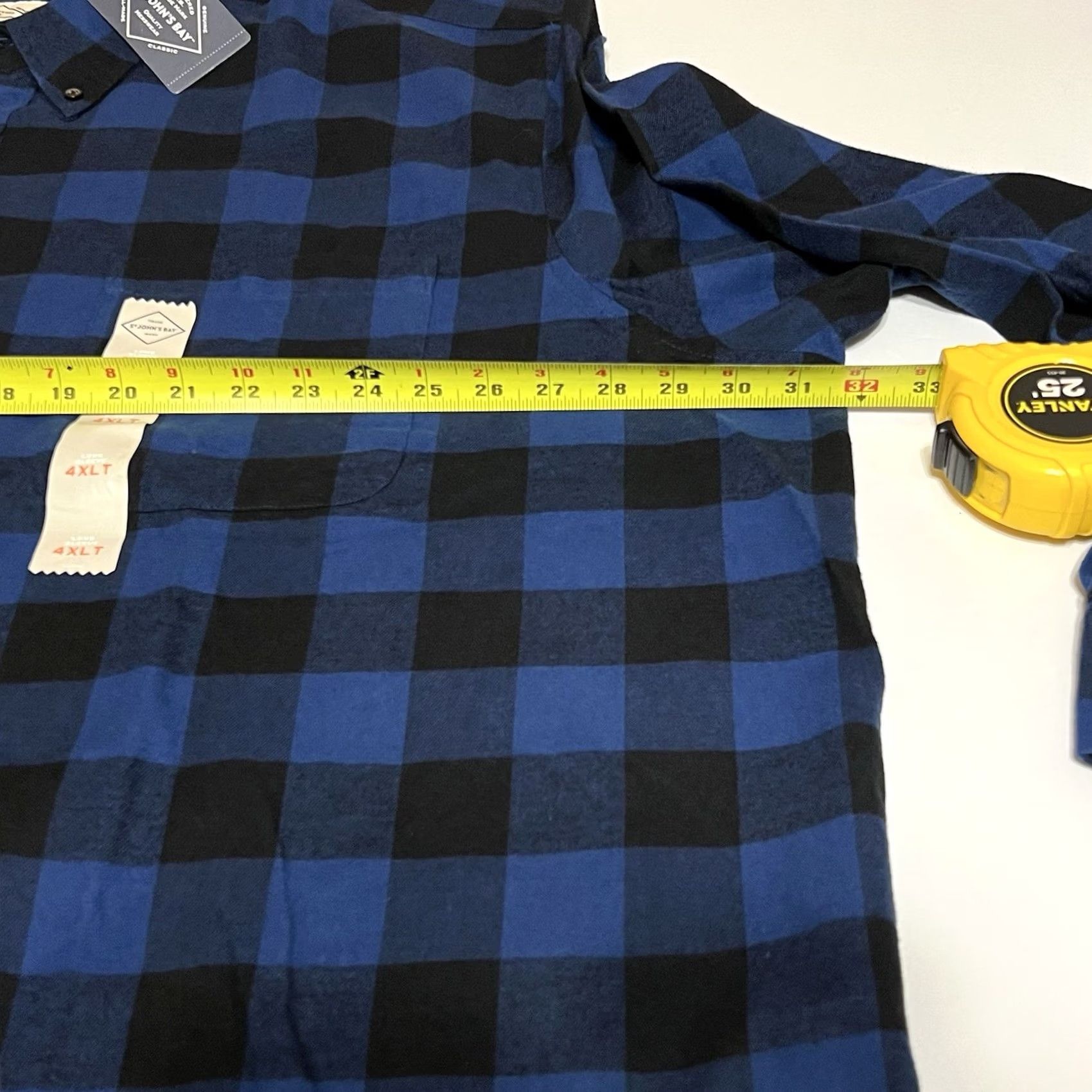 Vintage St. John's Bay Flannel Shirt Mens 4XLT Super Soft Plaid Button Up Blue Big Tall Size US XXL / EU 58 / 5 - 6 Thumbnail
