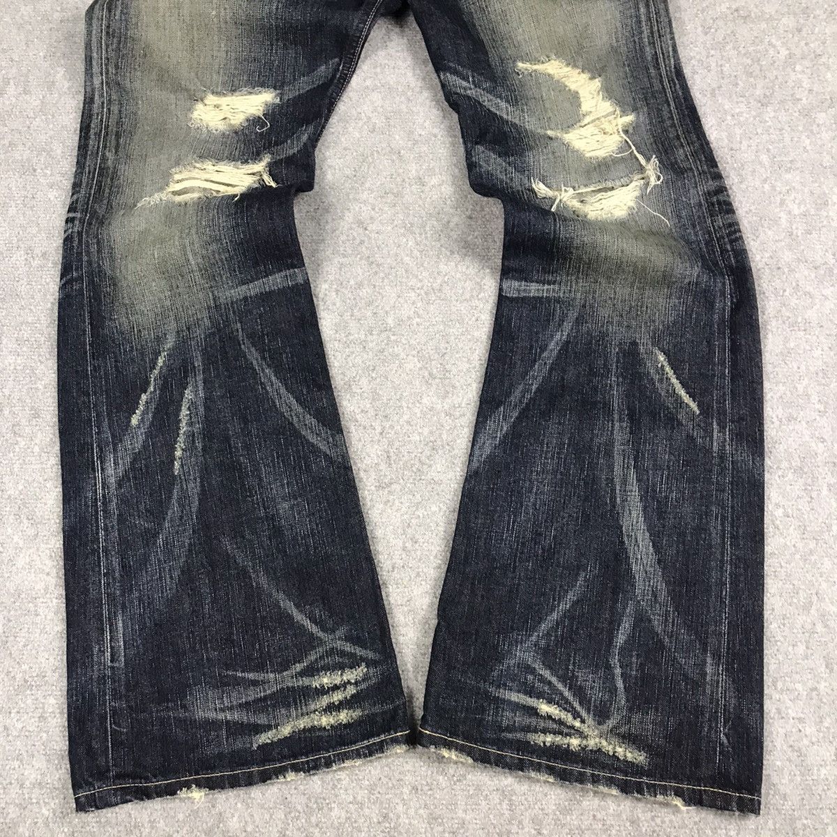 14th Addiction × If Six Was Nine × Le Grande Bleu (L.G.B.) FLARED JAPAN STYLE DISTRESSED BOOT CUT EDWIN DENIM PANTS Size US 34 / EU 50 - 2 Thumbnail