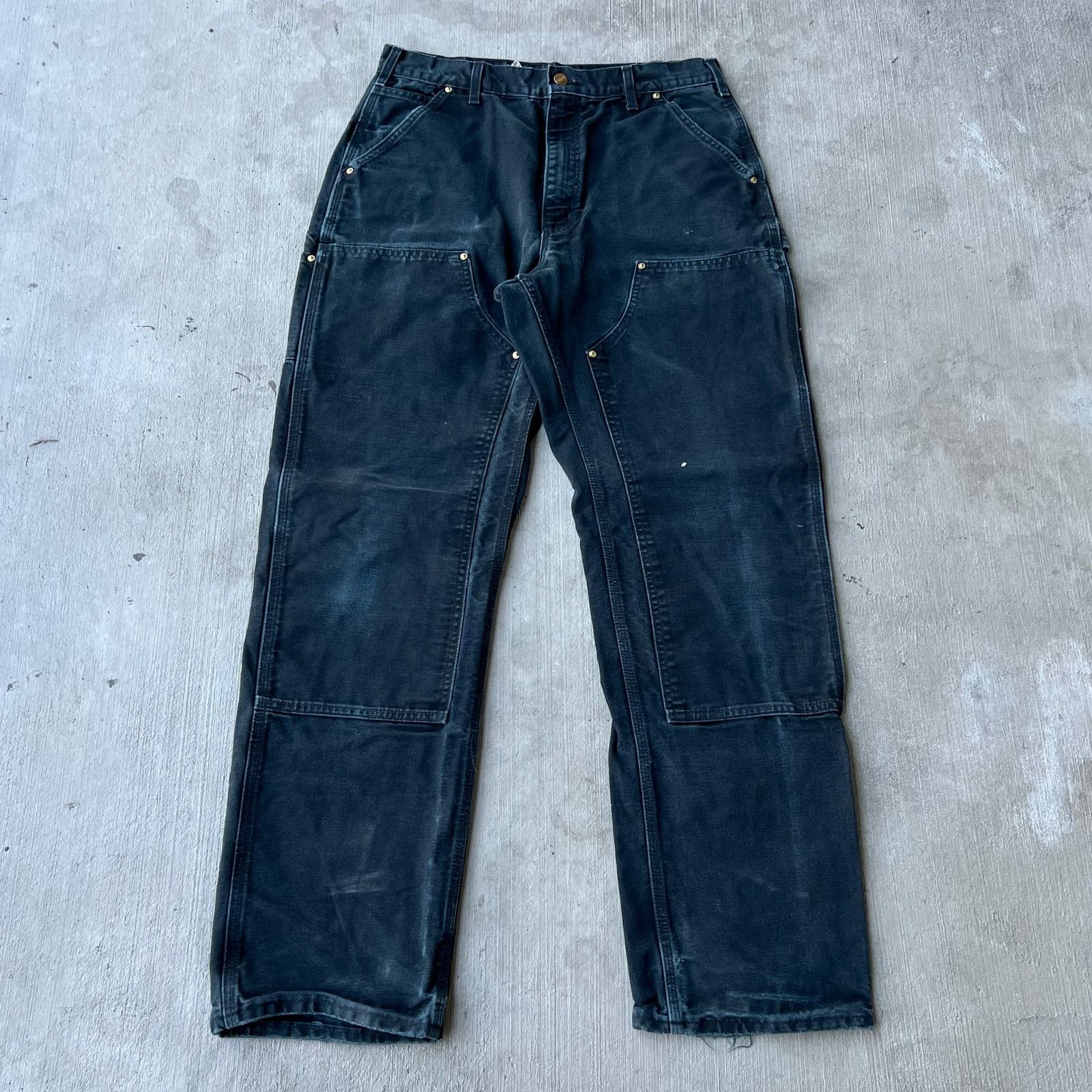 Carhartt × Vintage Carhartt faded black double knee work wear carpenter pants Size US 32 / EU 48 - 1 Thumbnail