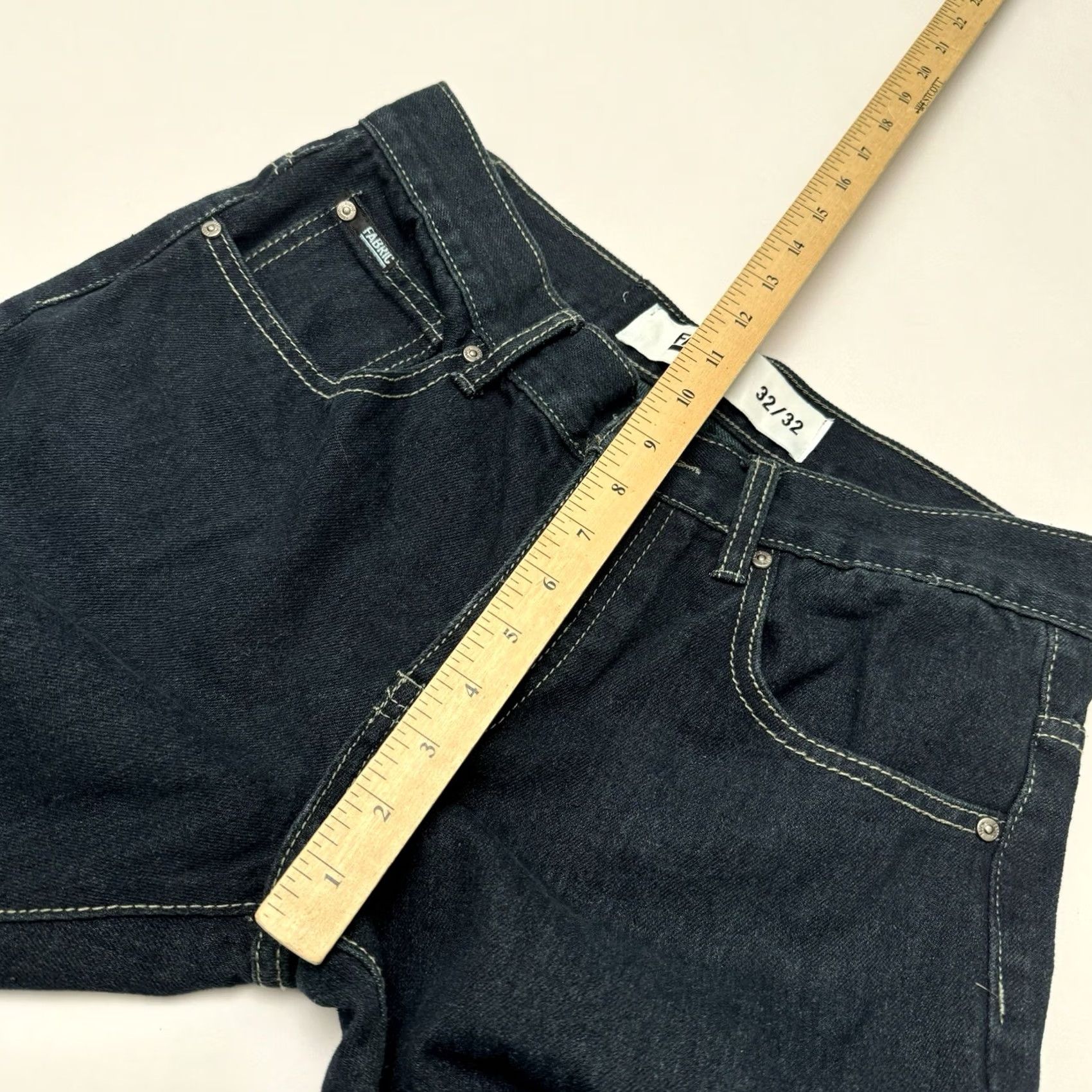 Vintage Fabric Jeans 32x32 Regular Fit Denim Dark Indigo Wash Y2K Button Fly Mens Jeans Waist 32 Inseam 32 Blue Straight Denim Fabric Brand Mens Jeans 32x32 Size US 32 / EU 48 - 7 Thumbnail