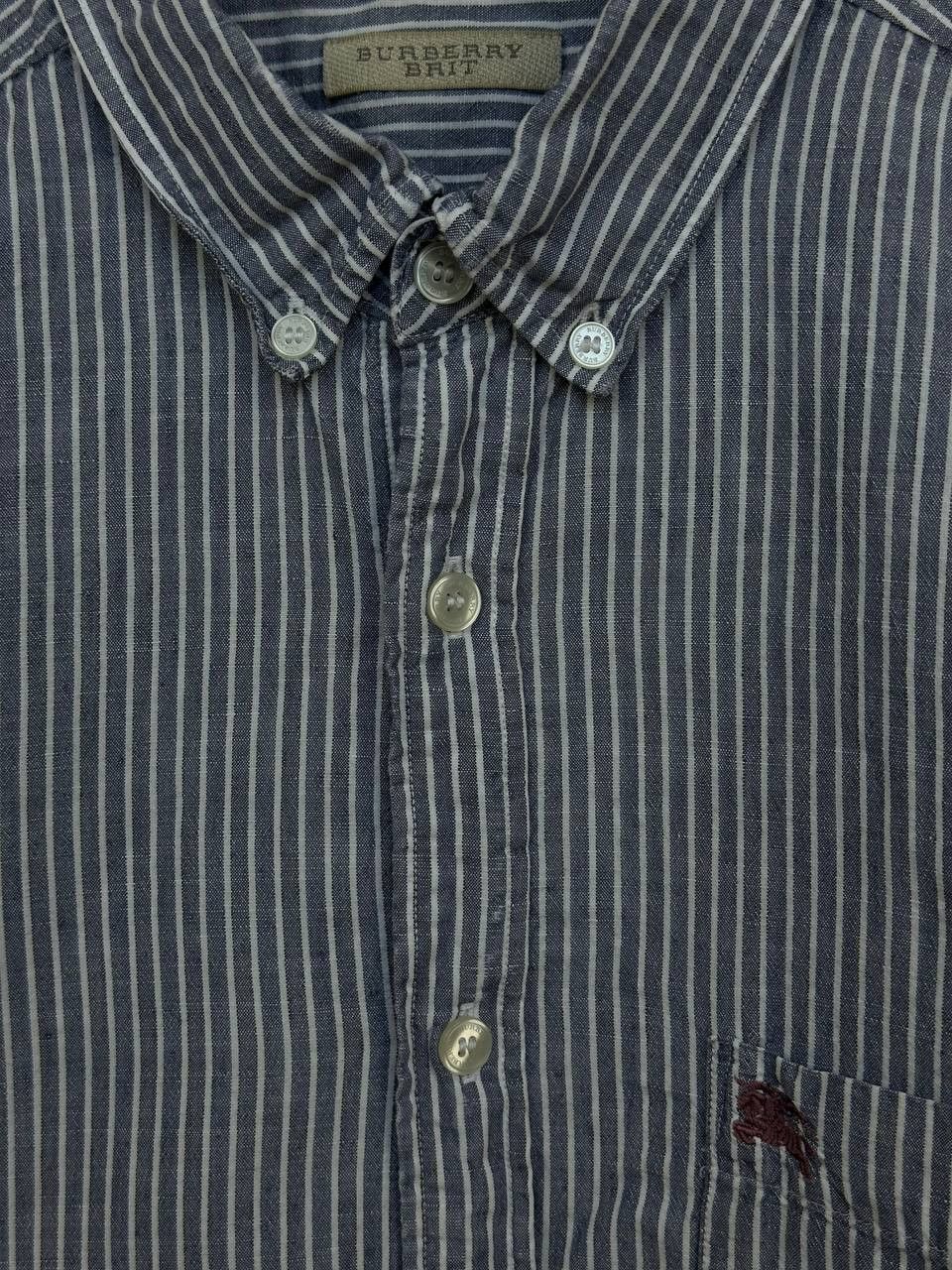 Burberry Burberry Brit Blue Striped Linen Cotton Button Down Shirt LS Size US M / EU 48-50 / 2 - 10 Thumbnail