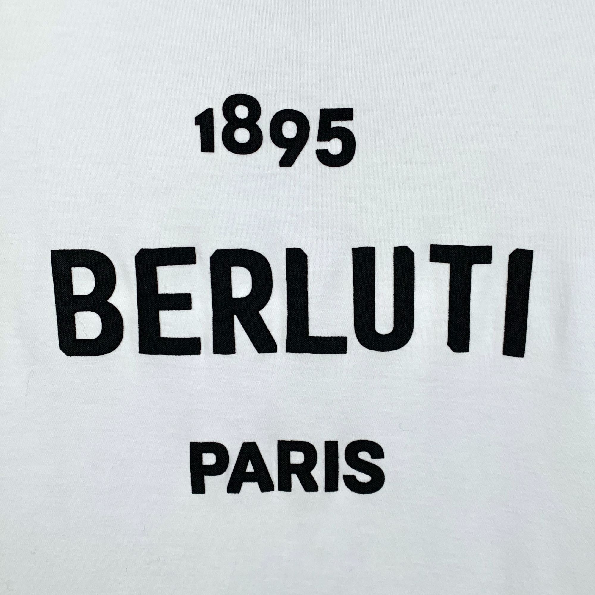 Berluti Berluti White Logo Letter Print Cotton Crew Neck T-Shirt (Si Size US S / EU 44-46 / 1 - 5 Thumbnail