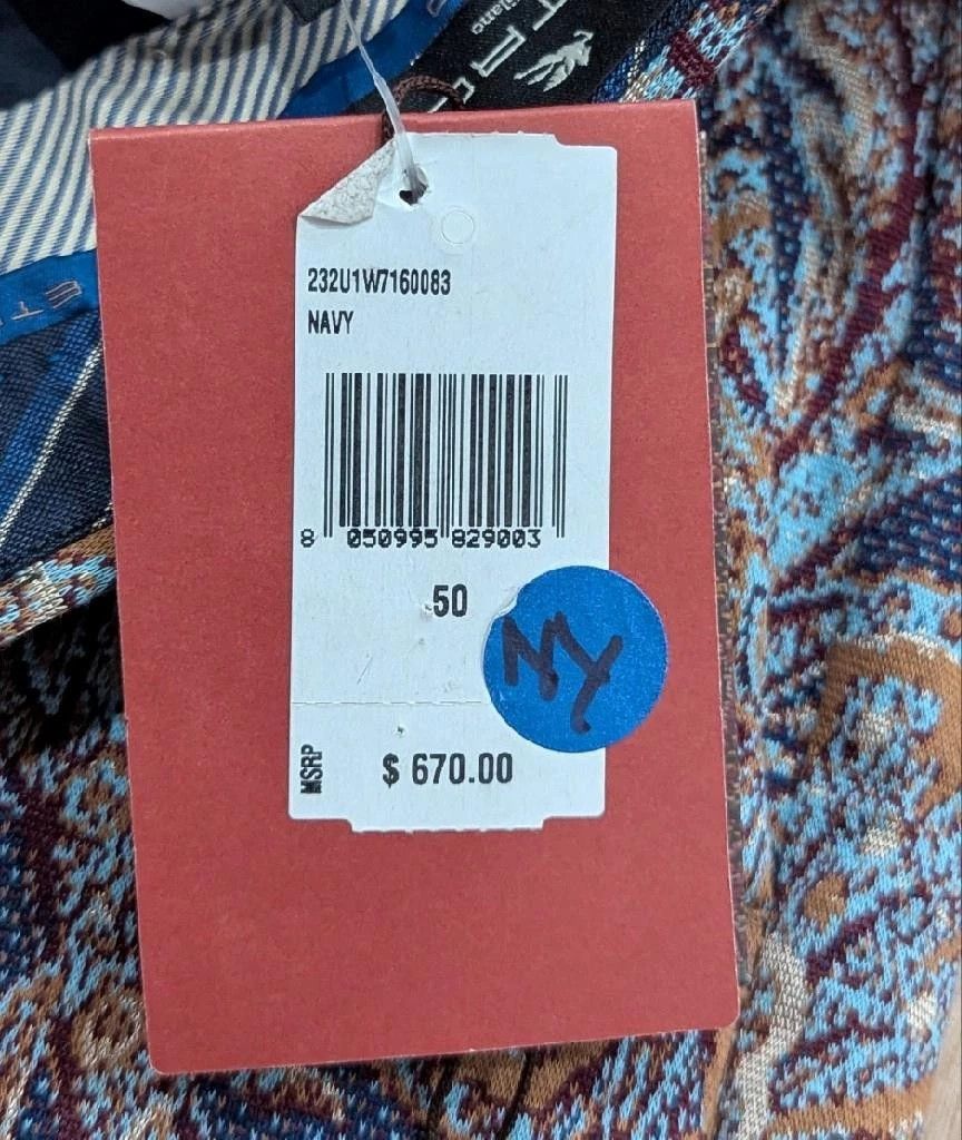 Etro ETRO Floral Print Trousers Navy/Brown 50 US 34 Size US 34 / EU 50 - 9 Thumbnail