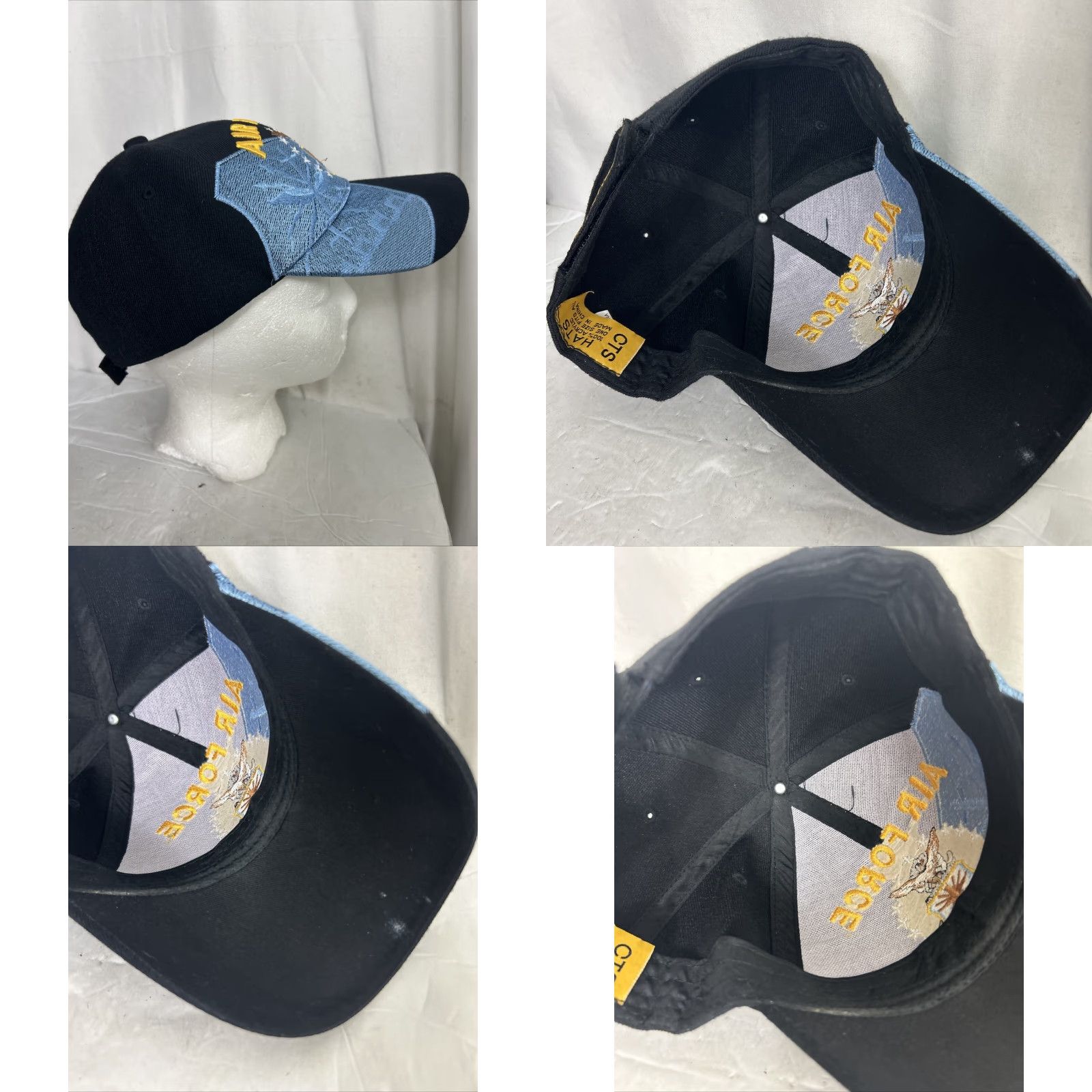 Vintage United States Air Force Baseball Hat Strap Back Hook Loop Black Embroidered Men One Size Ballcap Size ONE SIZE - 8 Thumbnail