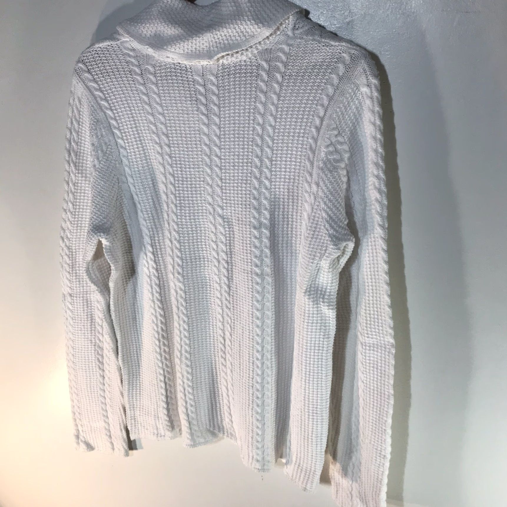 Vintage Jeanne Pierre Women's Sweater Pullover V-Neck Cable Knit Long Sleeve Casual Fall Winter Size L White Size L / US 10 / IT 46 - 4 Thumbnail