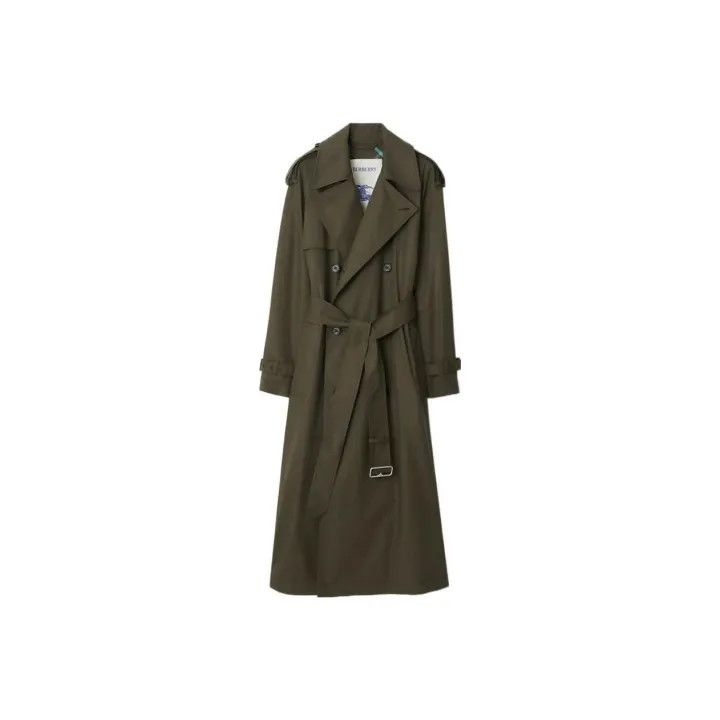 Burberry Burberry Olive Green Double-Breasted Long Coat 0079 Size S / US 4 / IT 40 - 1 Thumbnail