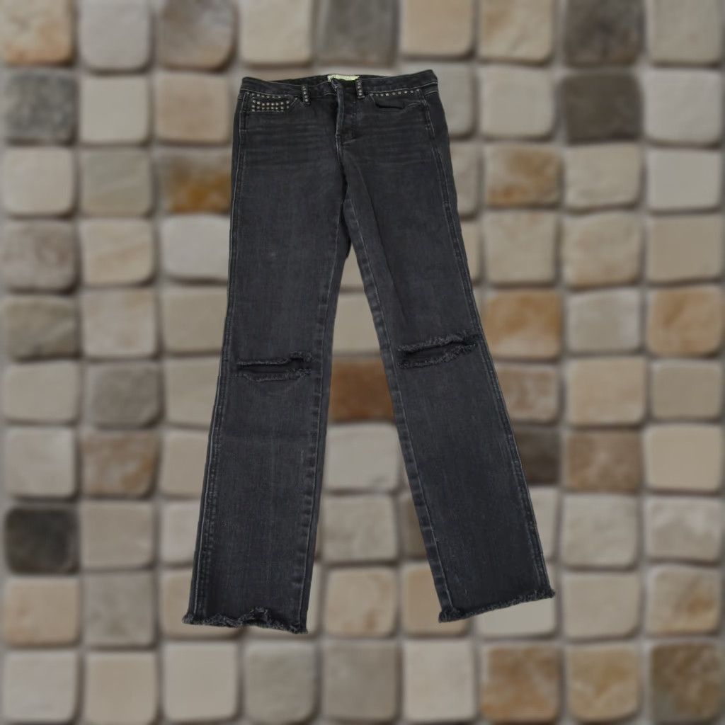 Free People Free People Jeans Womens 26 Black Denim Skinny Ripped Studded Size 26" / US 2 / IT 38 - 1 Thumbnail