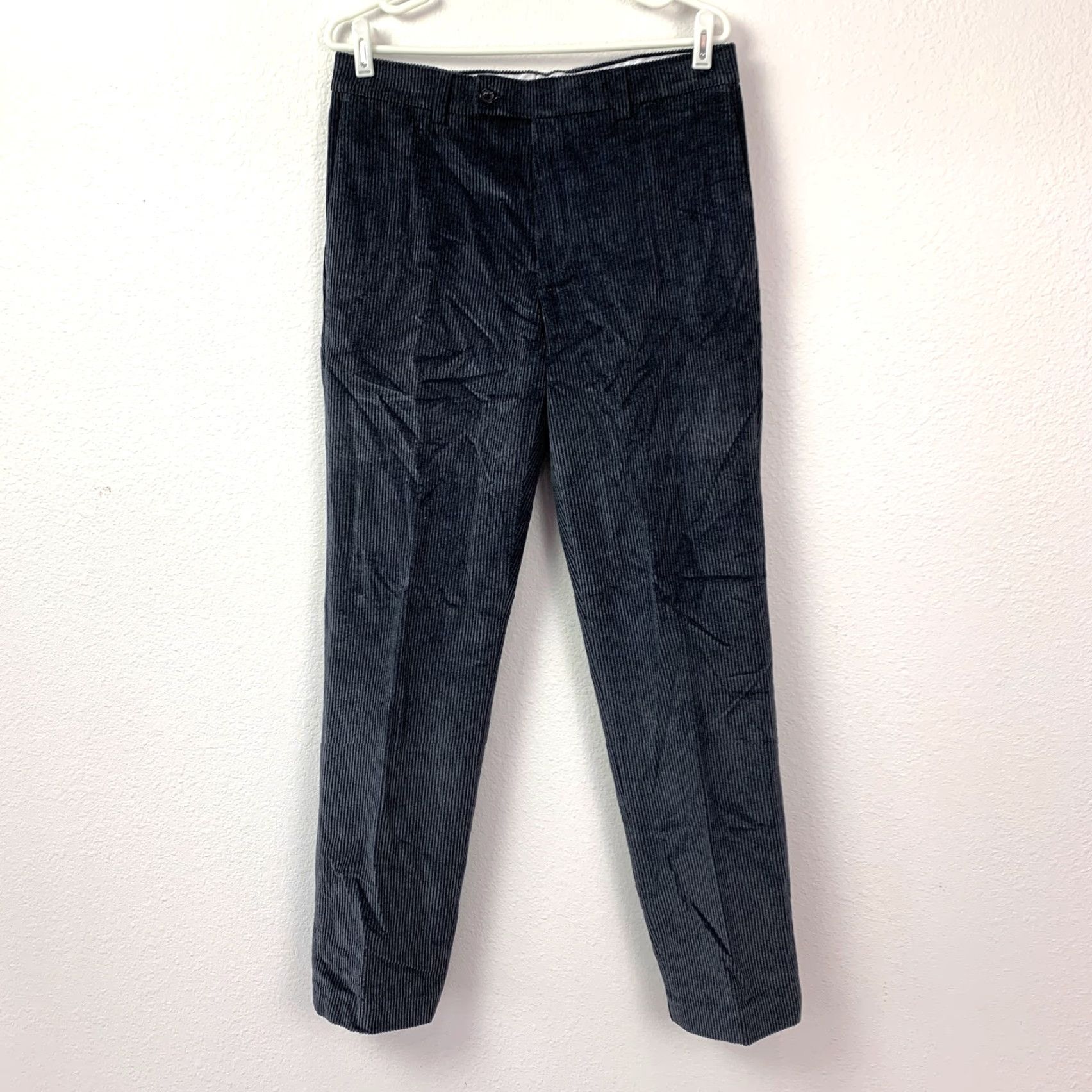 Saks Fifth Avenue Saks Fifth Avenue Men's 32R Navy Blue Corduroy Dress Pants Pleated Front Size US 32 / EU 48 - 2 Thumbnail