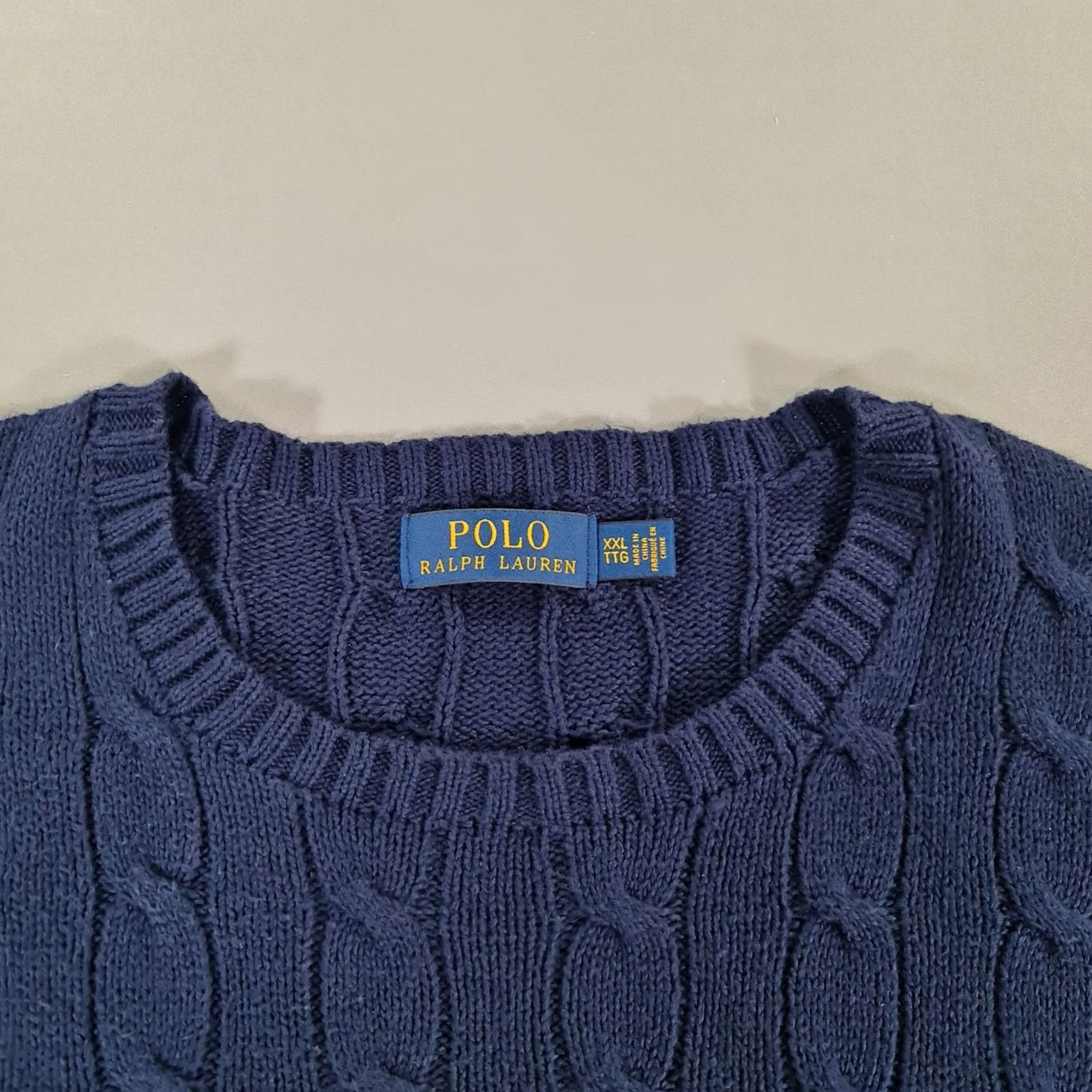 Polo Ralph Lauren Polo Ralph Lauren Jumper Mens Cable-Knit Cotton Pullover Navy Blue XXL Crew Neck Size US XXL / EU 58 / 5 - 2 Thumbnail