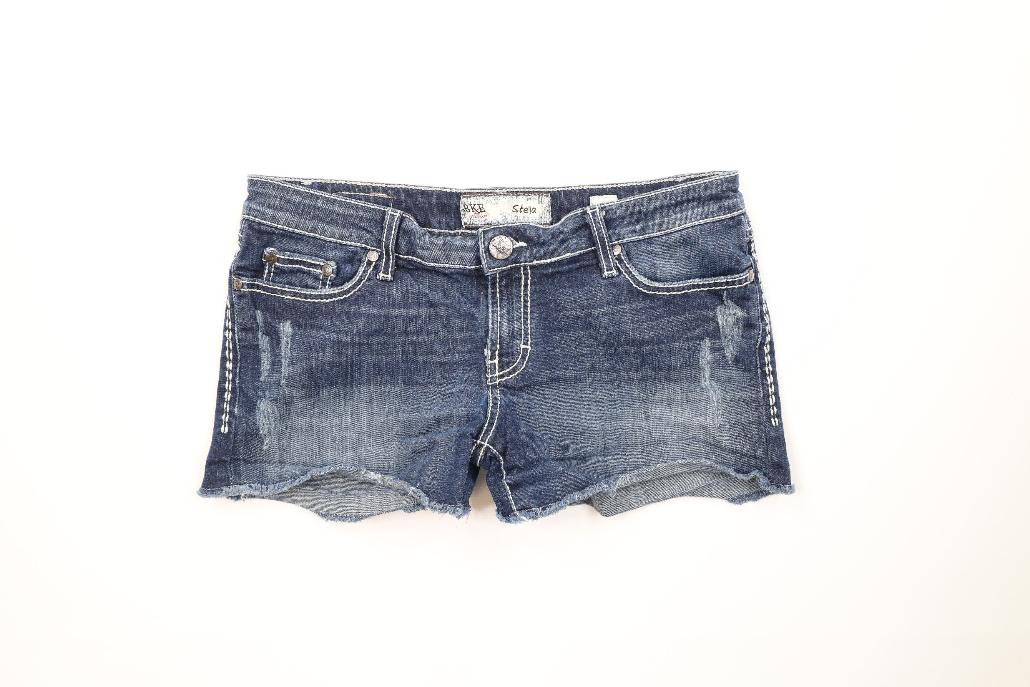 Vintage Buckle BKE Stitch Stella Stretch Denim Jean Shorts Jorts Size 30" / US 8 / IT 44 - 1 Thumbnail