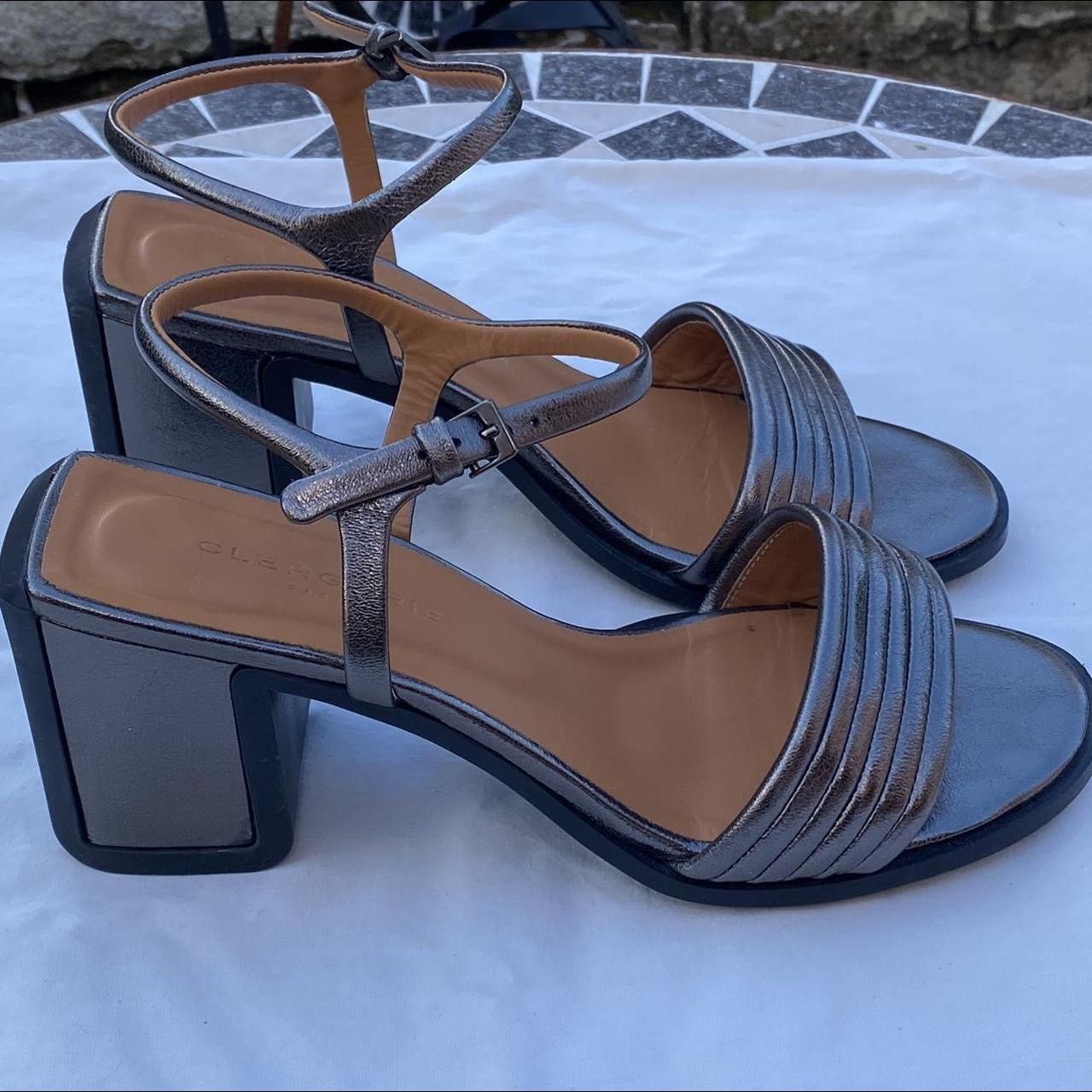 image of Robert Clergerie - Shinny Grey Block Heel Shoes, Women's (Size 12)