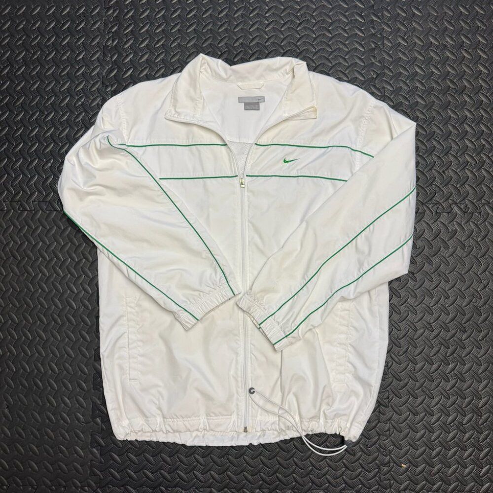 Nike NIKE White Windbreaker with green accents Size US XL / EU 56 / 4 - 2 Thumbnail