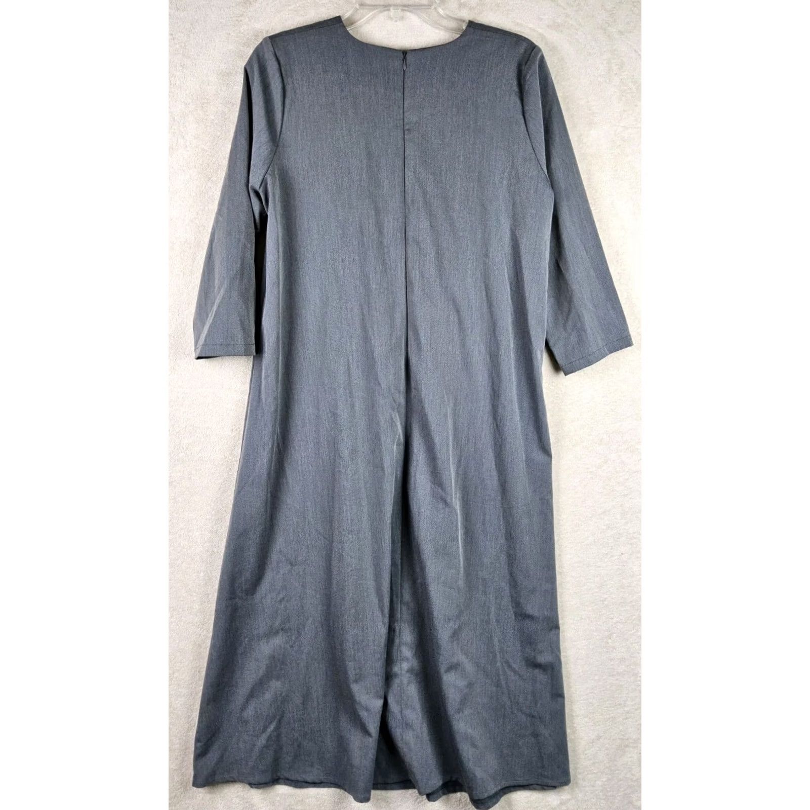 Vintage ADEPTT Women's 3/4 Sleeve Grey Dress XS Shift Long 46.5" Chest 37" Regular Womens Size XS / US 0-2 / IT 36-38 - 4 Thumbnail