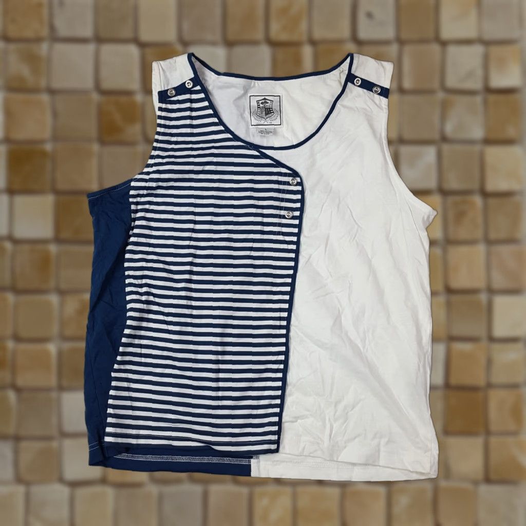 Vintage Pebble Beach Women's Large Striped Sleeveless Golf Athletic Sports T Shirt Top Size L / US 10 / IT 46 - 1 Thumbnail