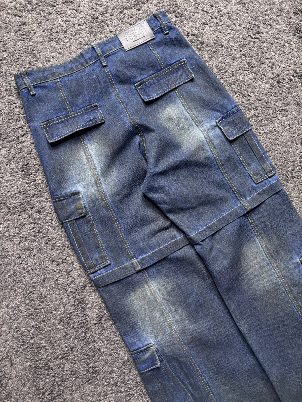 Vintage Vintage wide leg rare night blue baggy flared cargo jeans Size US 33 - 12 Thumbnail