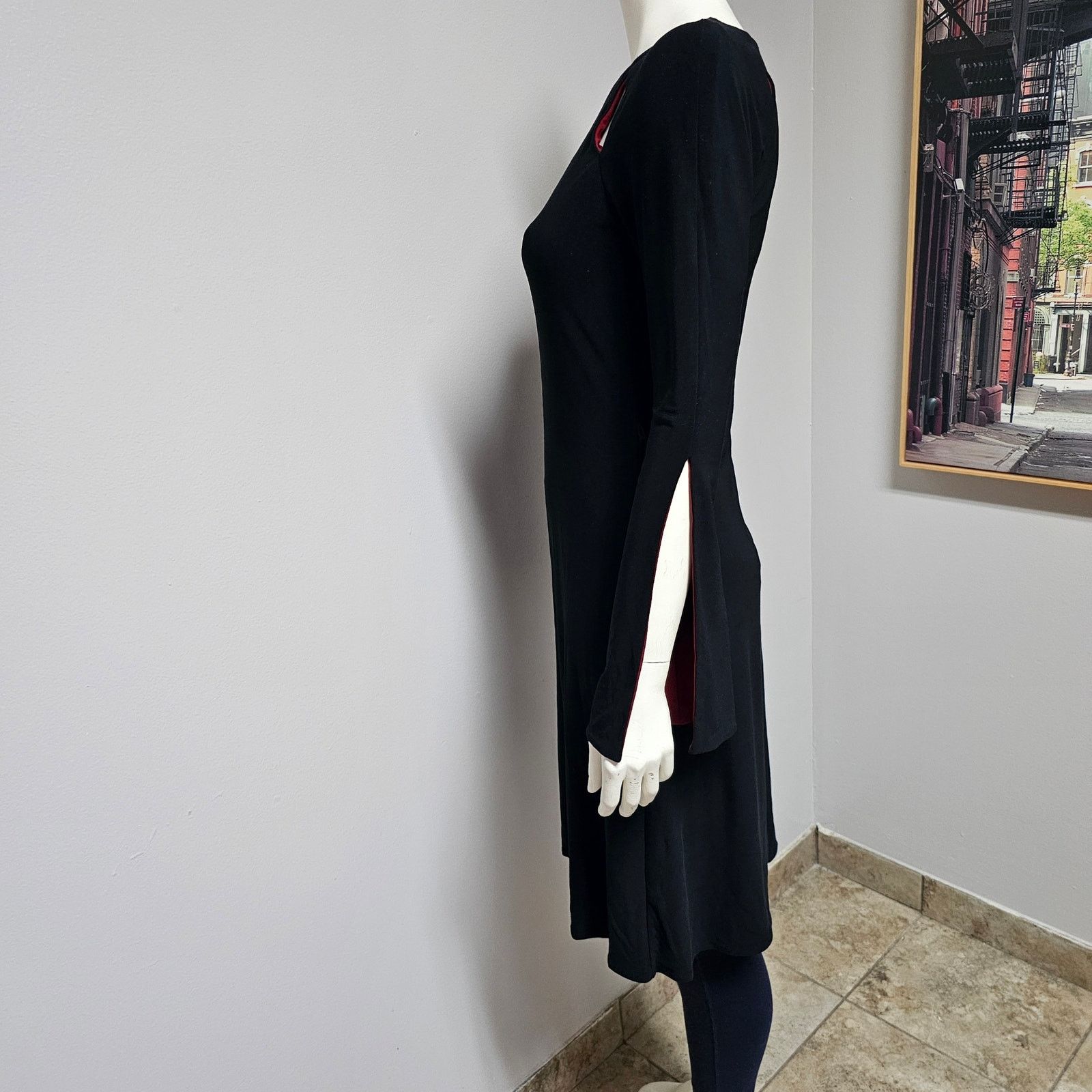 Laundry by Shelli Segal Laundry Black Dress Cut-Outs Split Sleeve sz4 - no belt Size S / US 4 / IT 40 - 3 Thumbnail