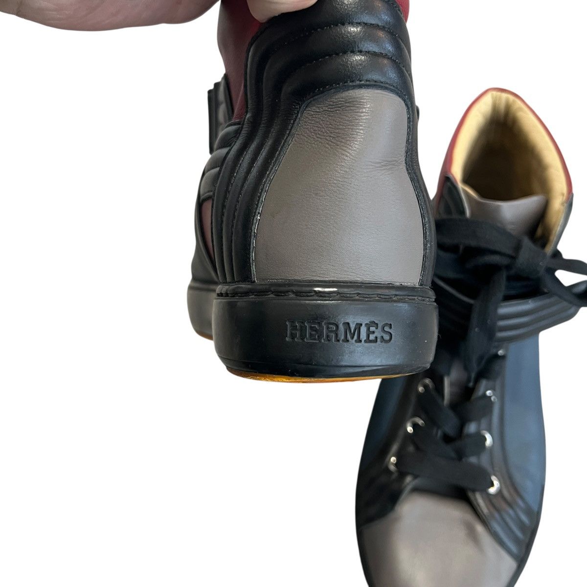 Hermes HERMES Multi-Color High-Top Smooth Leather Sneakers Size US 8 / EU 41 - 6 Thumbnail