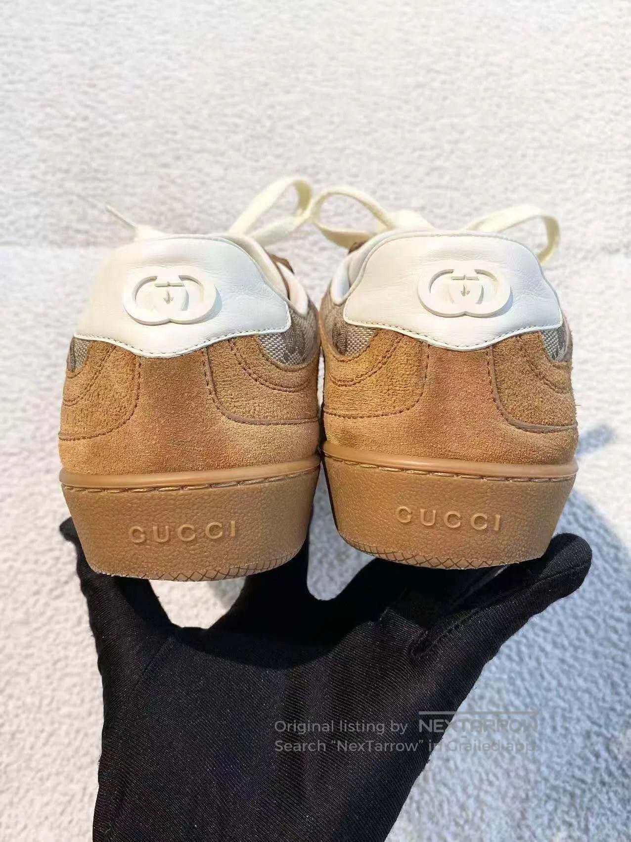 Gucci Guicci Presbyopia spliced flocked leather training shoes| Size US 5 / IT 35 - 6 Thumbnail
