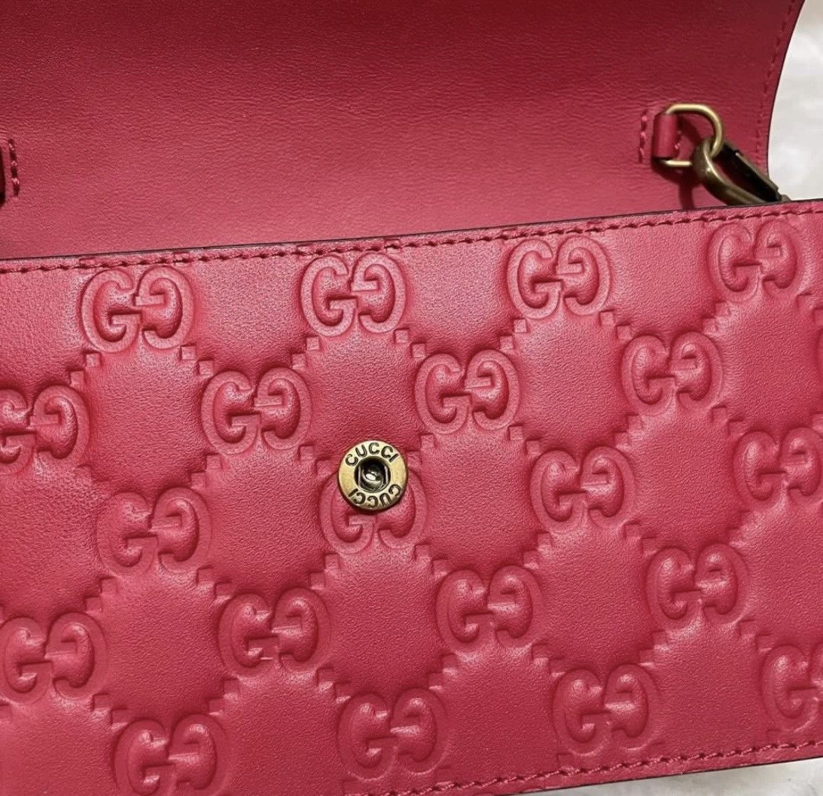Gucci Gucci Red Guccissima Leather Mini Cherry Chain Shoulder Bag Size ONE SIZE - 3 Thumbnail