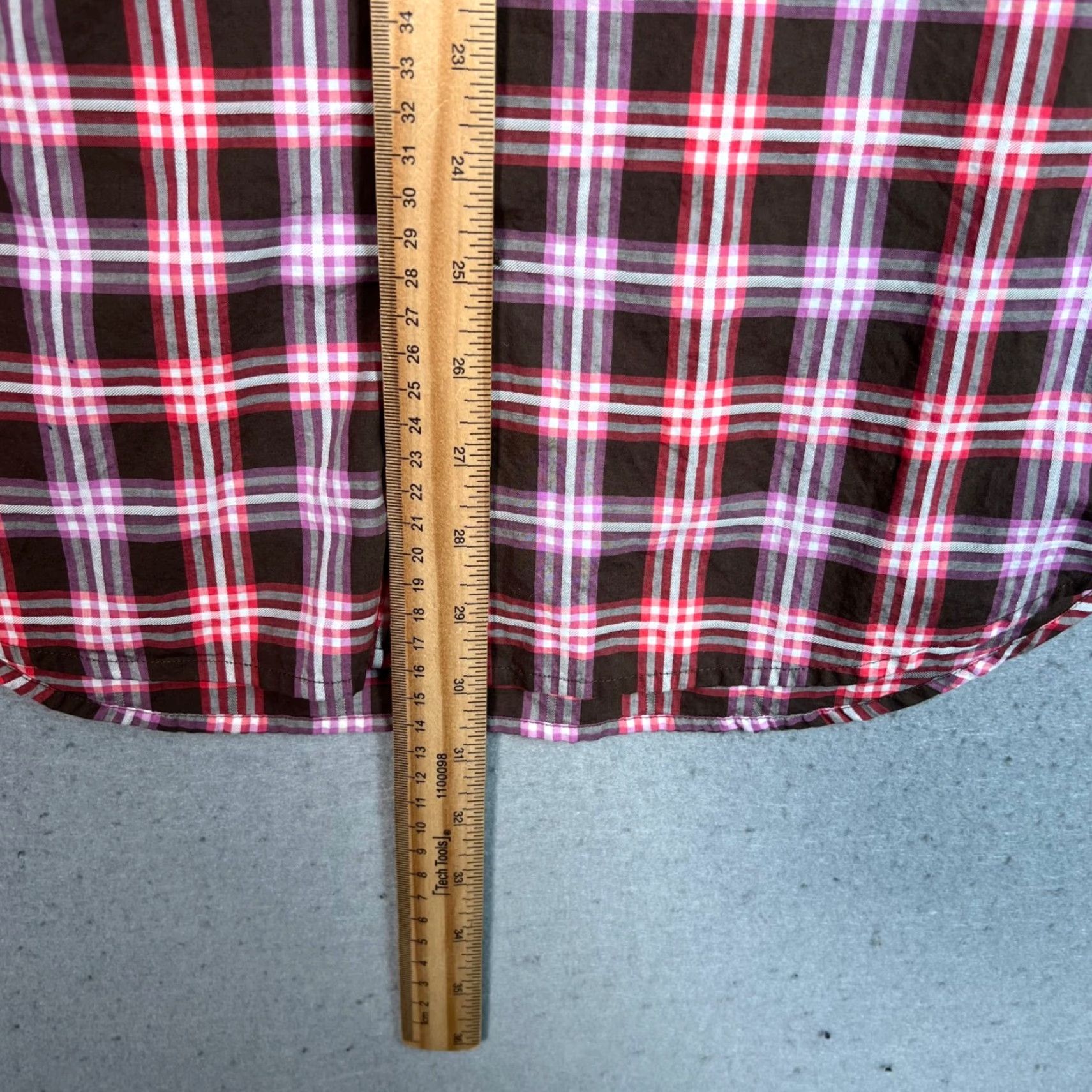 Perry Ellis Perry Ellis Mens Button-Up Shirt Long Sleeve Plaid Cotton Multicolor Large Brown Pink Red Modern Casual Business Shirt Mens L Size US L / EU 52-54 / 3 - 5 Thumbnail
