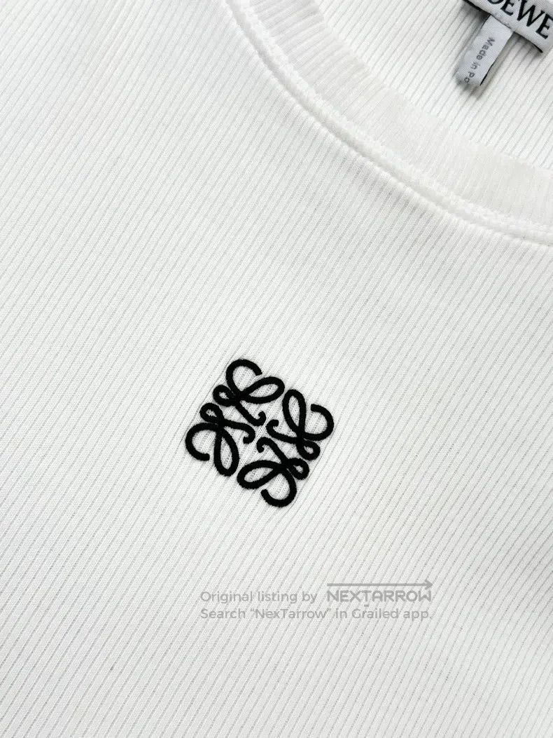 Loewe Loewe White Ribbed Stretch Embroidered Long Sleeve T-Shirt Size S / US 4 / IT 40 - 6 Thumbnail
