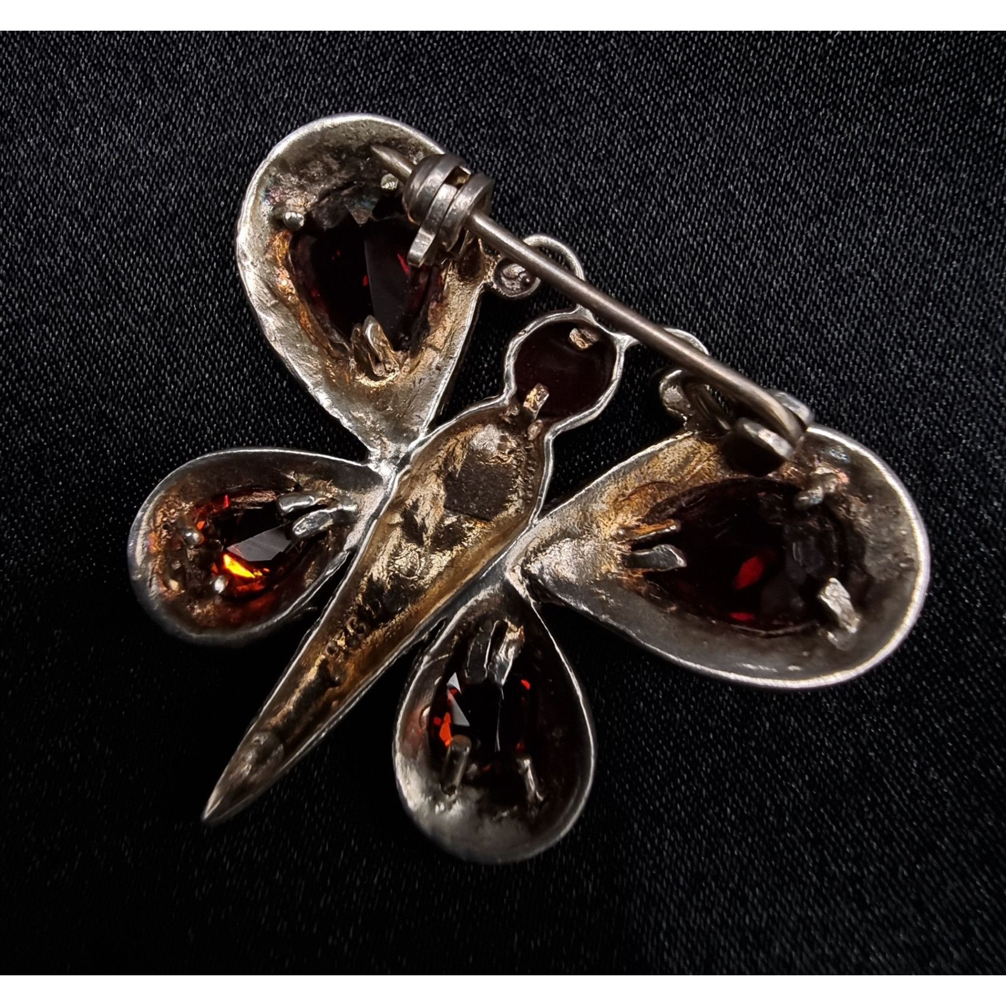 Vintage Vintage 925 Sterling Silver Butterfly Brooch With Red Gemsto Size ONE SIZE - 5 Thumbnail