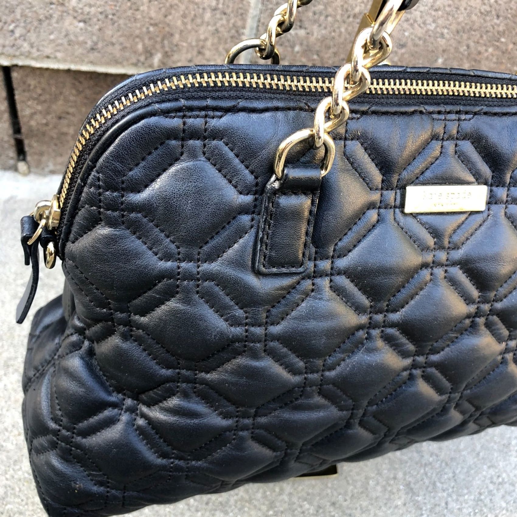 Vintage KATE SPADE Rachelle Astor Quilted Court Purse Women's Shoulder Bag Leather Bag Black Satchel/Top Handle Bag Size ONE SIZE - 3 Thumbnail