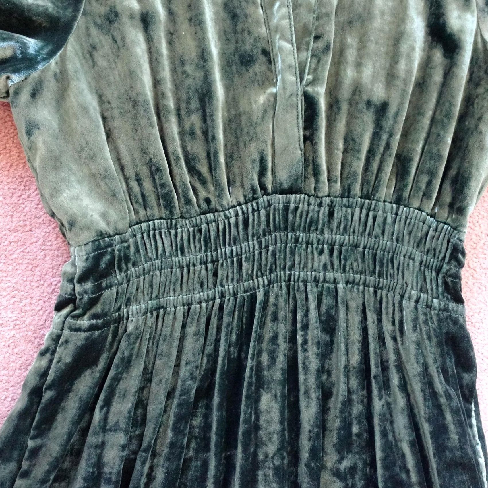 Anthropologie VINTAGE? No. Since not vintage, skip. Anthropologie Dress Womens Medium Green Velvet Maxi Puff Sleeve Pockets Formal Size M / US 6-8 / IT 42-44 - 3 Thumbnail