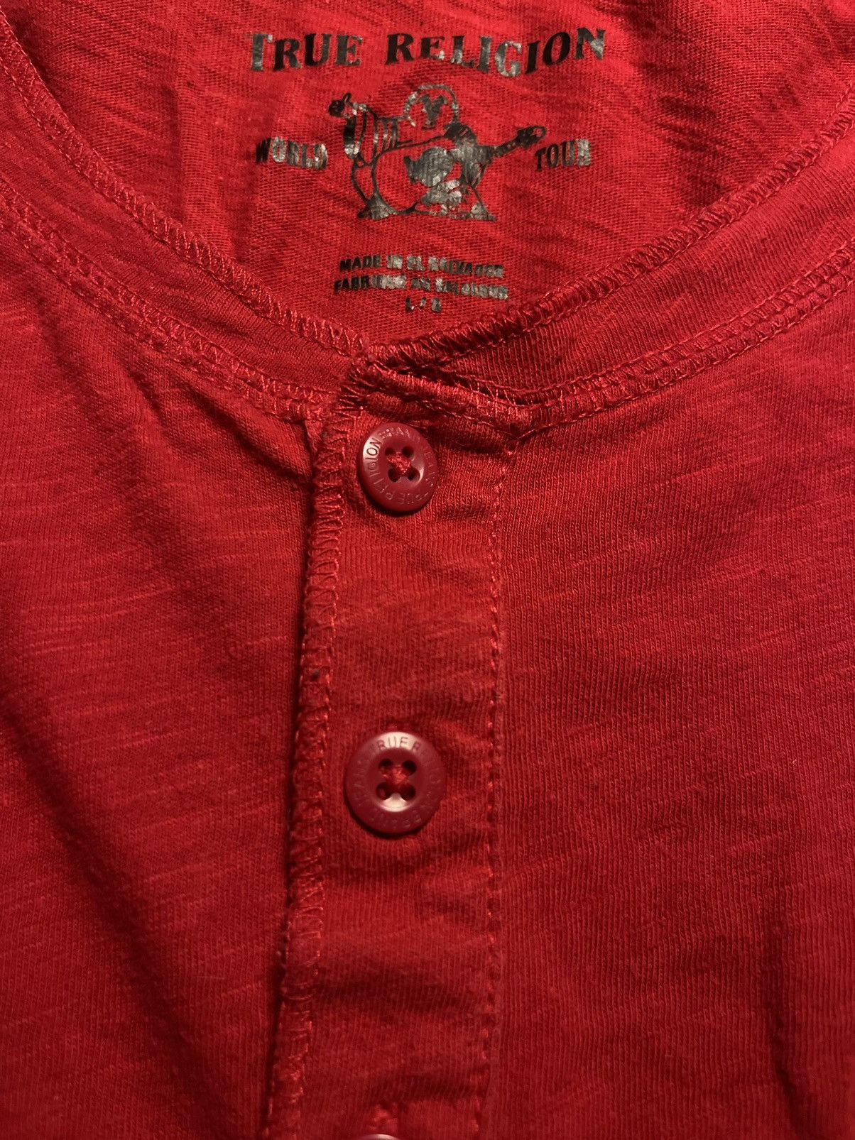 True Religion True Religion Red Layered Long-Sleeve Henley (2000s Revival) Size US L / EU 52-54 / 3 - 4 Thumbnail