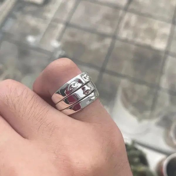 Jewelry Face Finger Rings Silver Face Anatomy Human Head Jewelry Art Size ONE SIZE - 3 Thumbnail