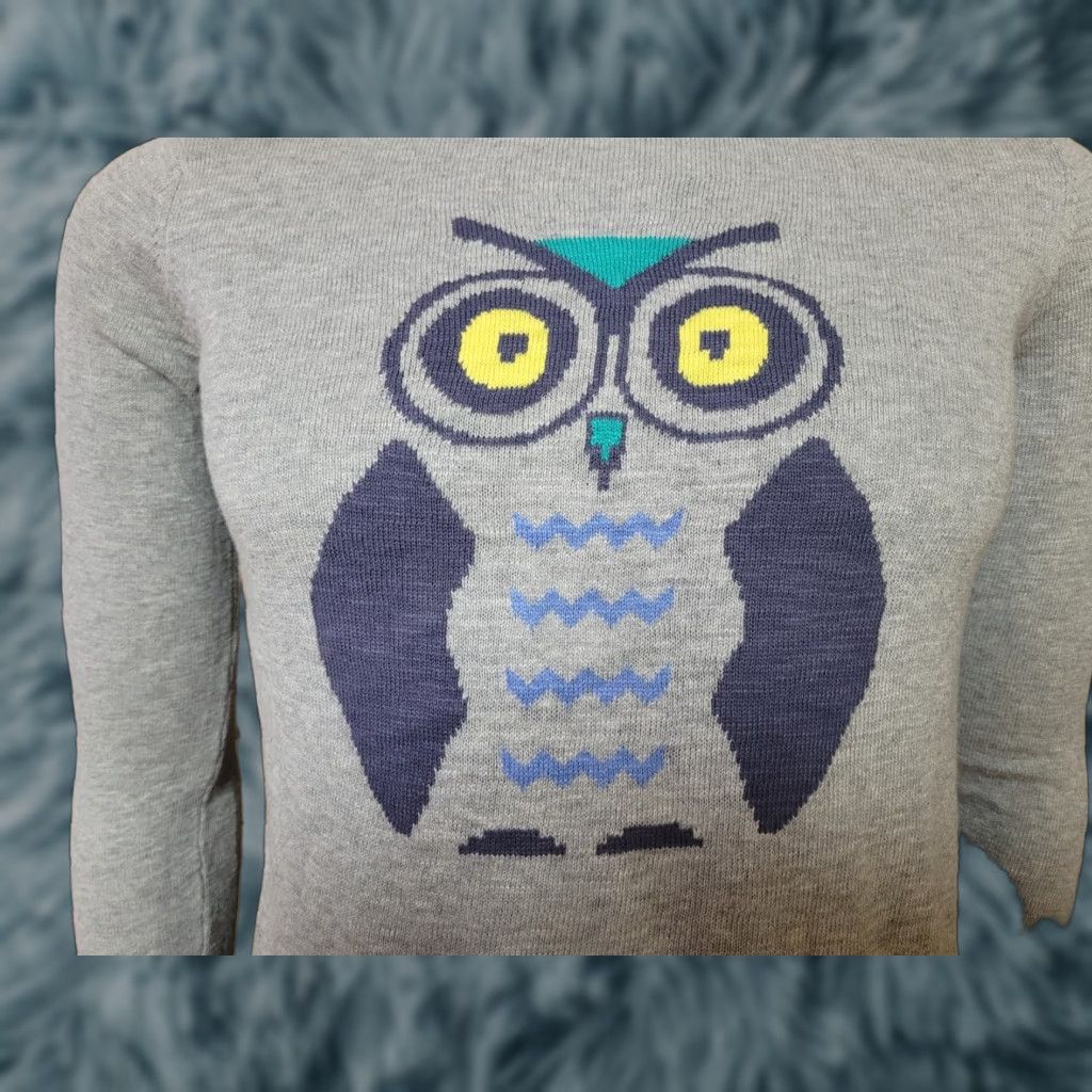 Mossimo Womens Mossimo Owl Pullover Sweater Small Intarsia NWT NEW Gray Cotton 100% Mossimo Owl Pullover Sweater Mens Womens Girls Boys Size S / US 4 / IT 40 - 1 Thumbnail