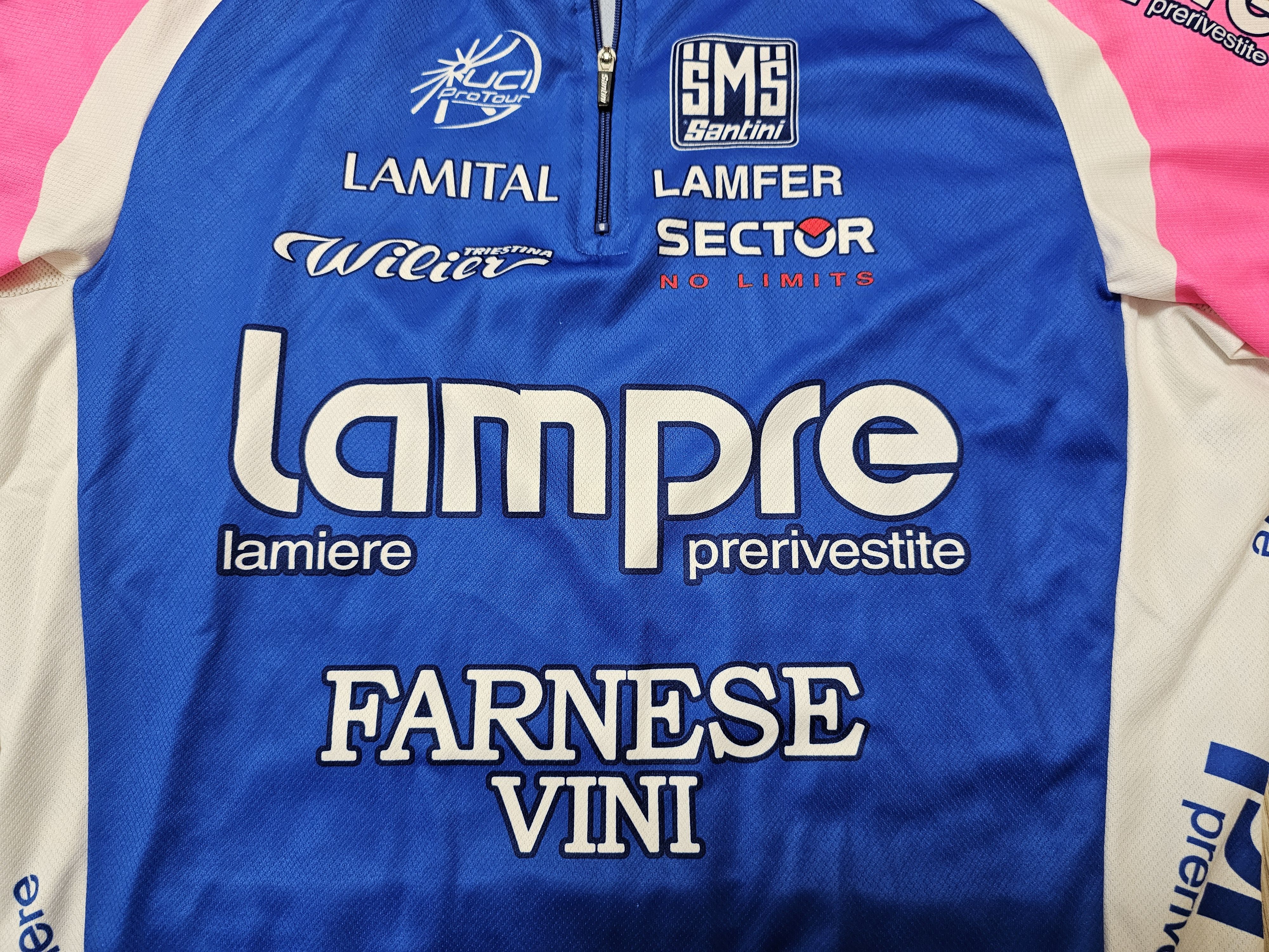 Vintage LAMPLE FARNESE VINI SANTINI CYCLING JERSEY CYCLING JERSEY Size US L / EU 52-54 / 3 - 3 Thumbnail