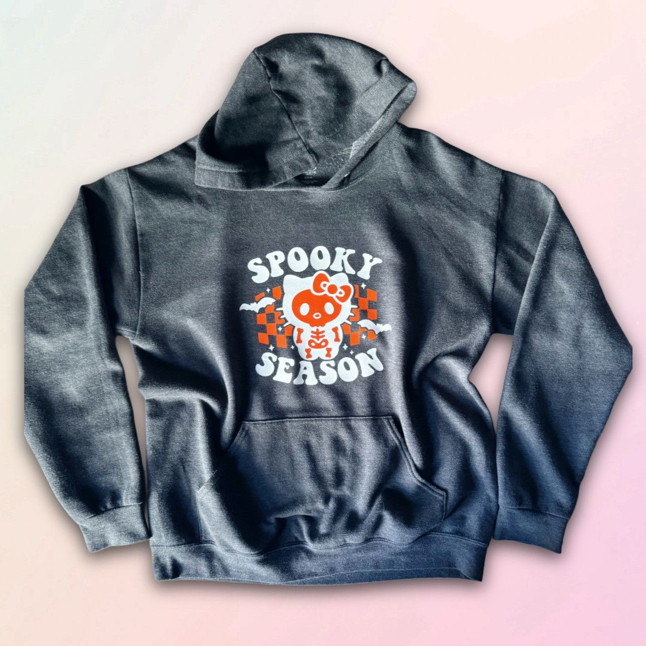 Other Spooky Skeleton Kitty, Reworked Retro Hooded Sweatshirt Size M / US 6-8 / IT 42-44 - 1 Thumbnail