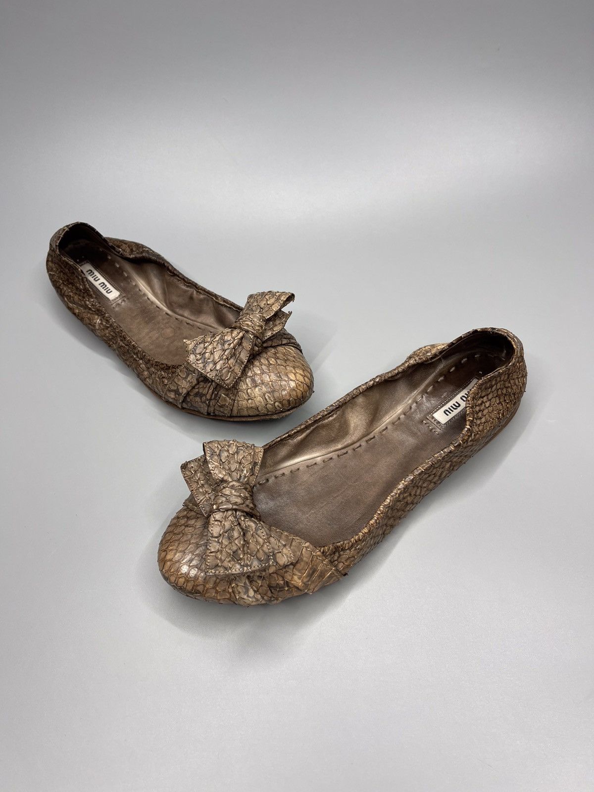 Miu Miu × Prada Miu miu Leather Snake Ballet Flats Size US 9 / IT 39 - 3 Thumbnail