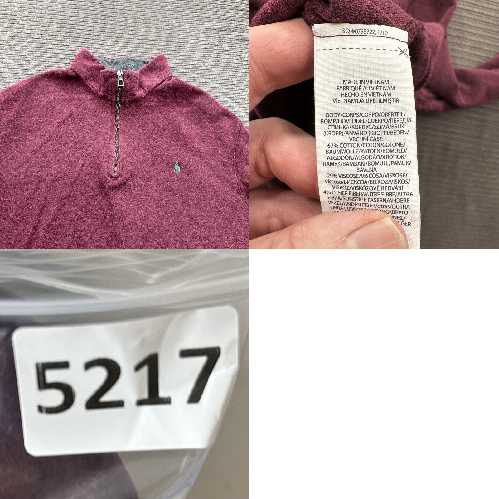 Ralph Lauren Ralph Lauren Polo Quarter Zip Sweater Men XL Burgundy Cotton Preppy Golfing Size US XL / EU 56 / 4 - 8 Thumbnail