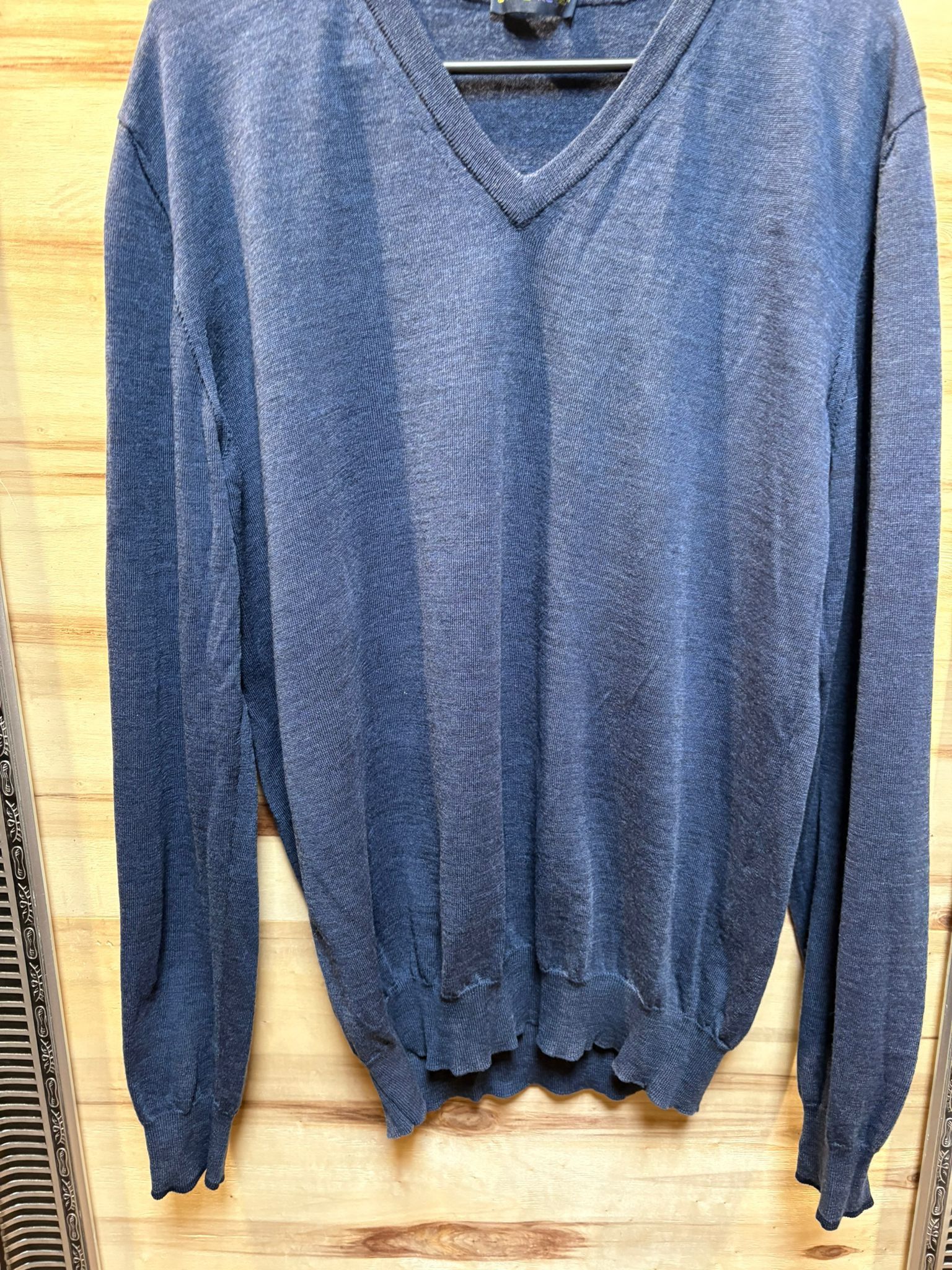 Etro ETRO Navy V-Neck Wool Sweater XL Made in Italy Size US XL / EU 56 / 4 - 4 Thumbnail