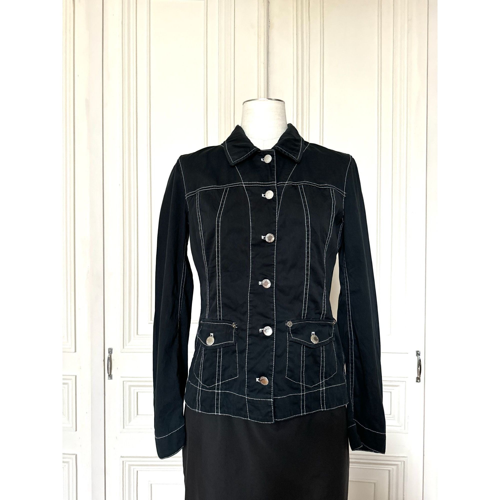 Prada Black Contrast Stitch Jacket Size S / US 4 / IT 40 - 1 Thumbnail