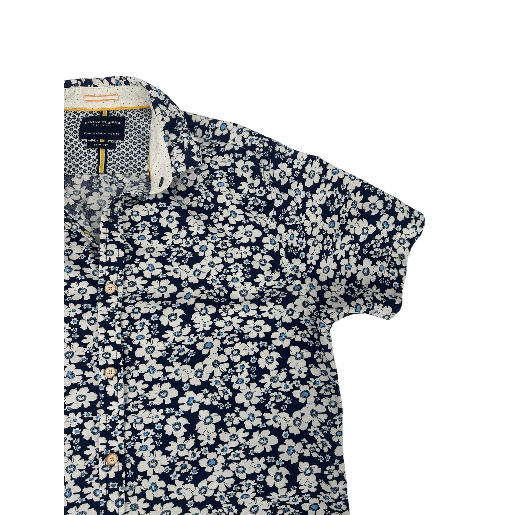 Other Denim & Flower Ricky Singh Slim Fit Floral Shirt Medium Navy Size US M / EU 48-50 / 2 - 5 Thumbnail