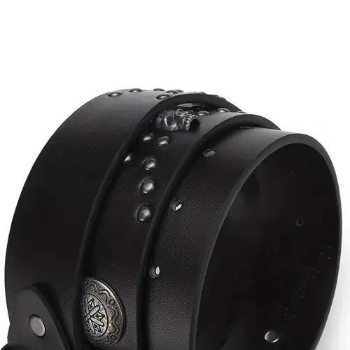 VIBE PU Leather Belt Riveted 120 cm Size ONE SIZE - 4 Thumbnail