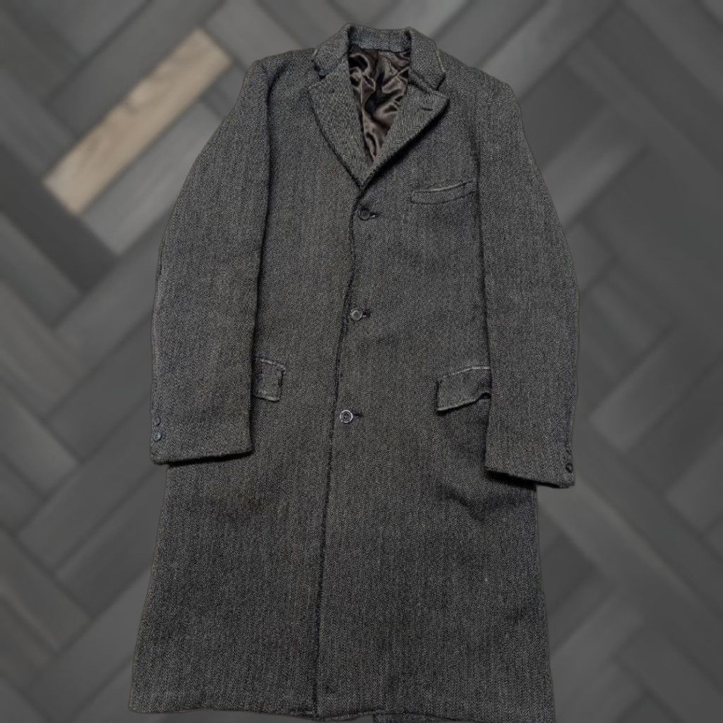 Vintage VINTAGE Rogers Peet Overcoat Tweed Herringbone Gray 40 M Coat Men Long Long Sleeve Patina 1950s USA Made Size US M / EU 48-50 / 2 - 1 Thumbnail