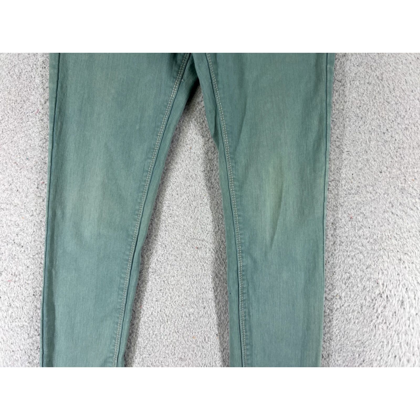 Vintage Rue21 Jeans Womens 2 Green Denim Jegging Slim Mid Rise 23x27 Cotton Blend 5-Pocket Stretch Zip Button VINTAGE? No Size 26" / US 2 / IT 38 - 3 Thumbnail