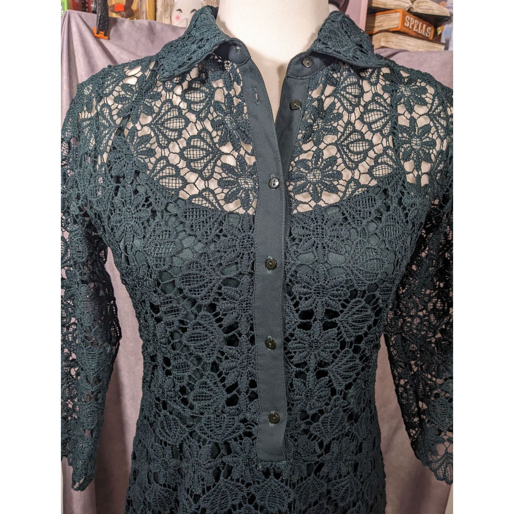 Zara Zara Basic Collection Gothic Black Floral Overlay Dress Size Size M / US 6-8 / IT 42-44 - 9 Thumbnail