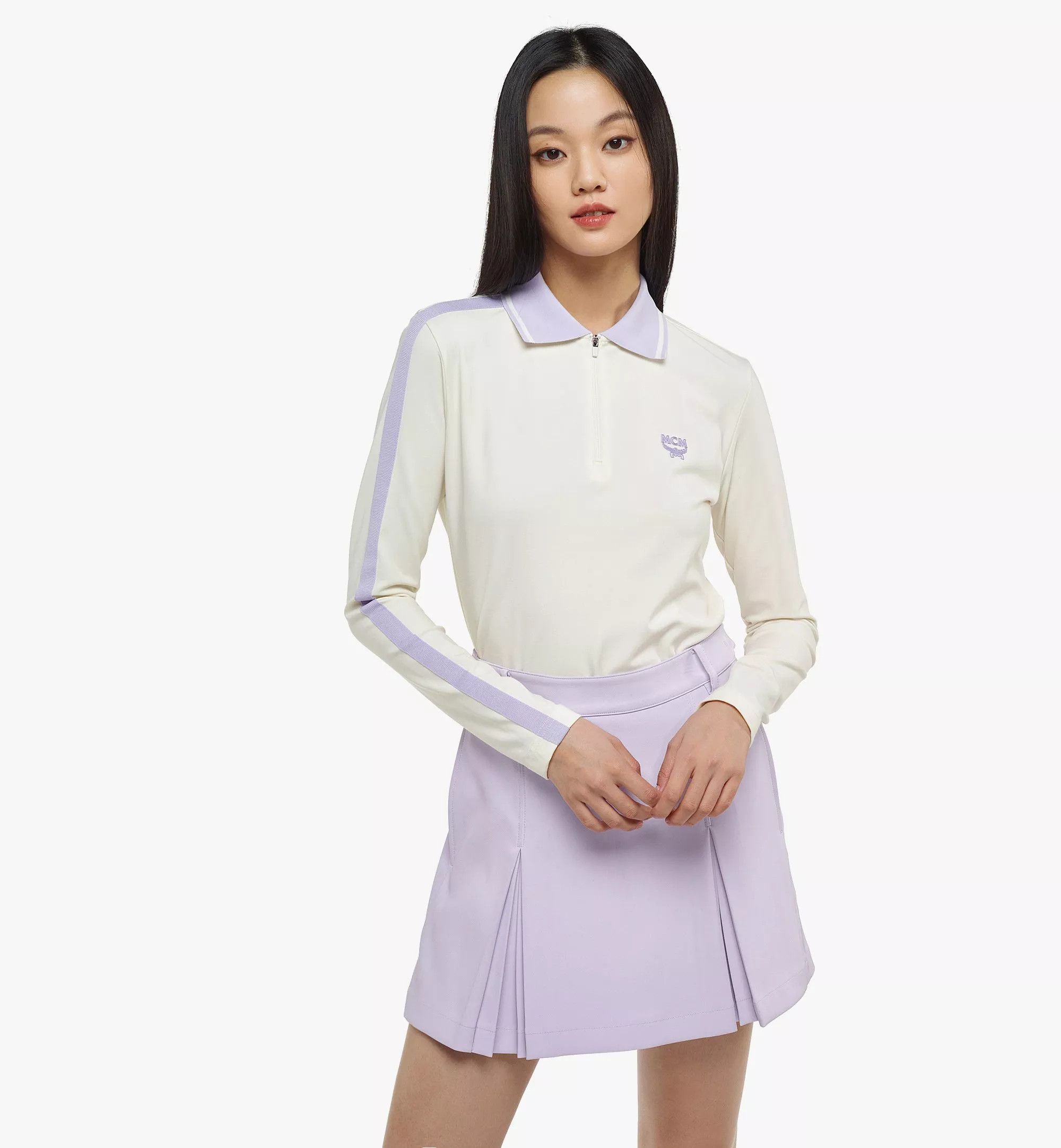 MCM o1mt1gz0325 Long Sleeve Polo Shirt in Ivory/Purple Size L / US 10 / IT 46 - 2 Thumbnail