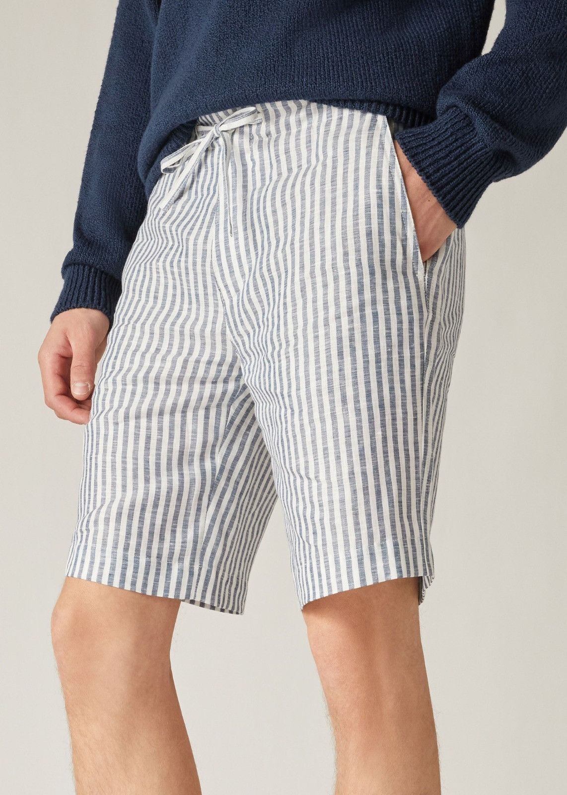 Loro Piana o1srvl11e1024 Flat Bermuda Shorts in White/Grey Size US 36 / EU 52 - 3 Thumbnail