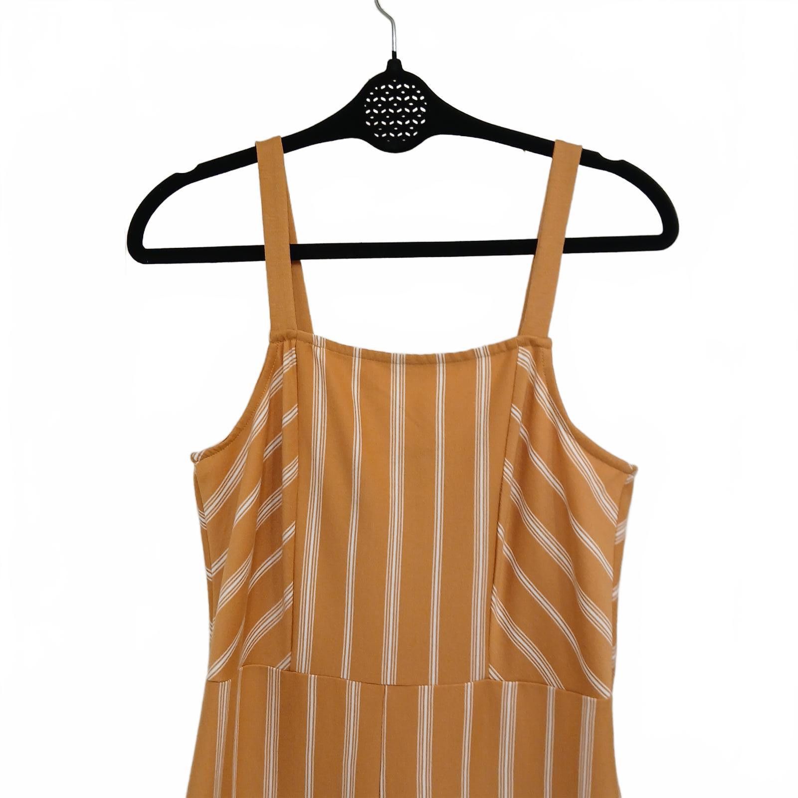 Designer Gold and White Striped Jumpsuit Xhilaration Medium Size ONE SIZE - 2 Thumbnail